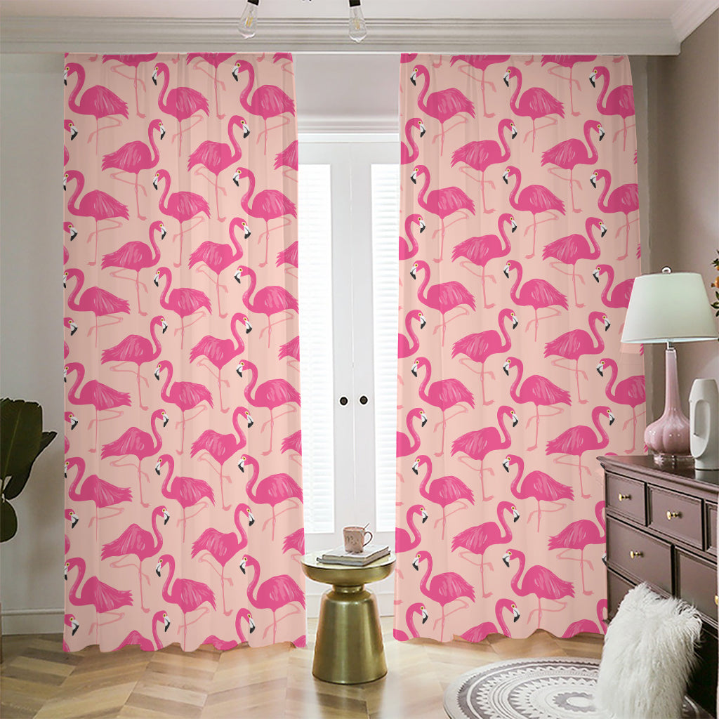 Pink Flamingo Pattern Print Blackout Pencil Pleat Curtains