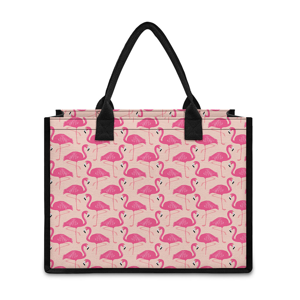 Pink Flamingo Pattern Print Canvas Tote Bag