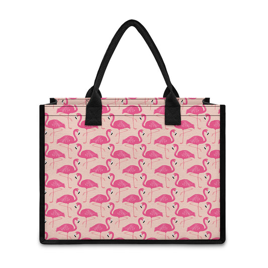 Pink Flamingo Pattern Print Canvas Tote Bag