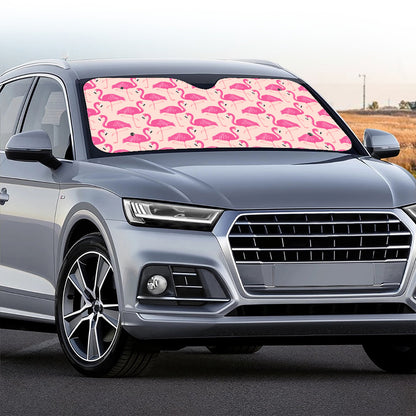 Pink Flamingo Pattern Print Car Windshield Sun Shade