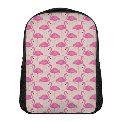 Pink Flamingo Pattern Print Casual Backpack