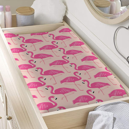 Pink Flamingo Pattern Print Changing Pad Cover