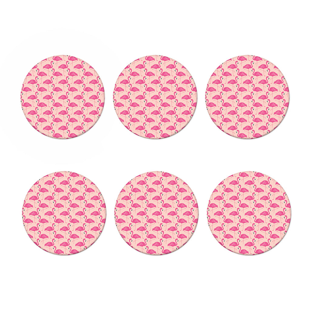 Pink Flamingo Pattern Print Coaster Set