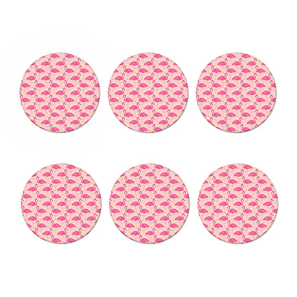 Pink Flamingo Pattern Print Coaster Set