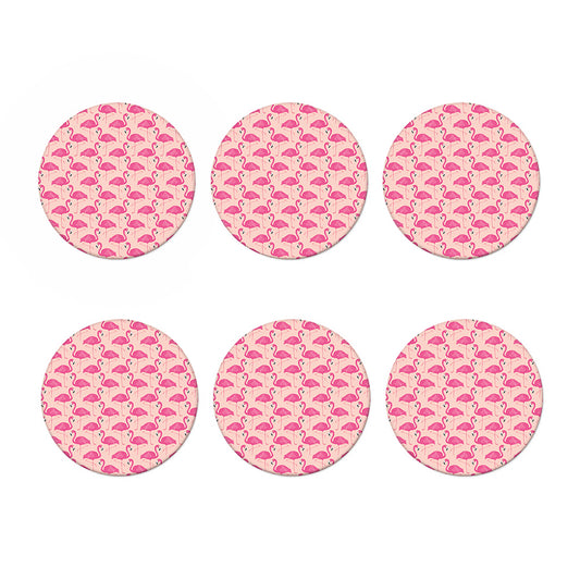 Pink Flamingo Pattern Print Coaster Set