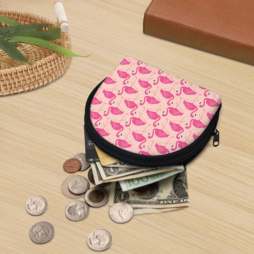 Pink Flamingo Pattern Print Coin Purse