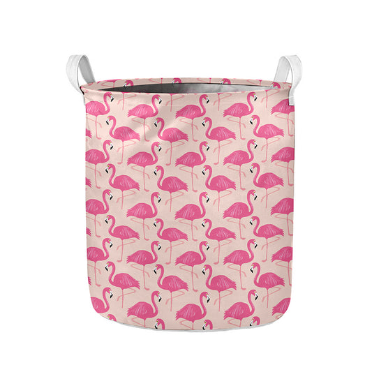 Pink Flamingo Pattern Print Collapsible Laundry Basket
