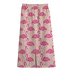 Pink Flamingo Pattern Print Cotton Front Slit Maxi Skirt