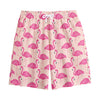 Pink Flamingo Pattern Print Cotton Shorts