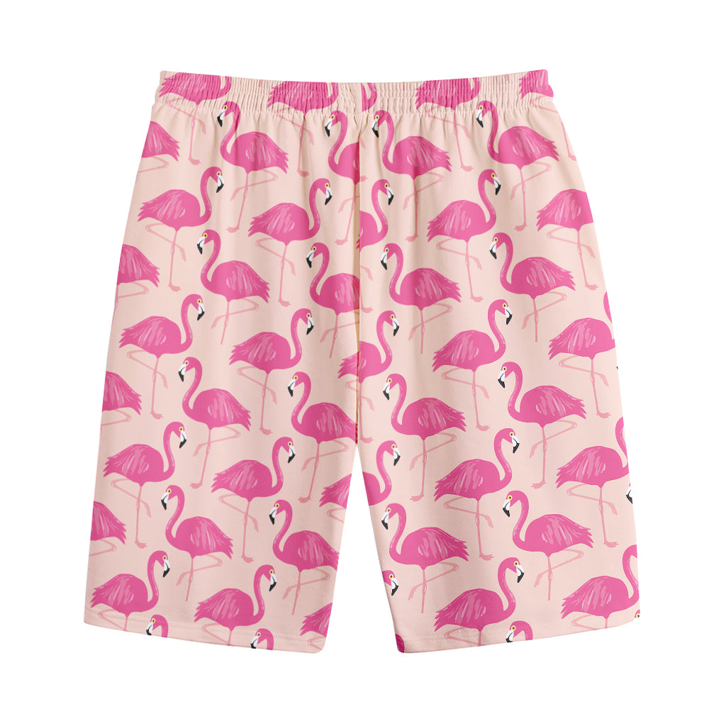 Pink Flamingo Pattern Print Cotton Shorts