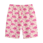 Pink Flamingo Pattern Print Cotton Shorts