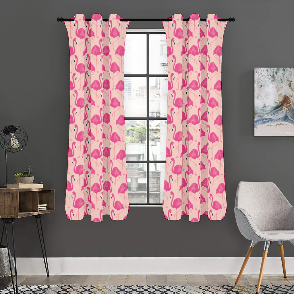 Pink Flamingo Pattern Print Curtain