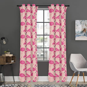 Pink Flamingo Pattern Print Curtain