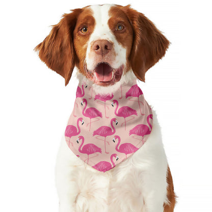Pink Flamingo Pattern Print Dog Bandana