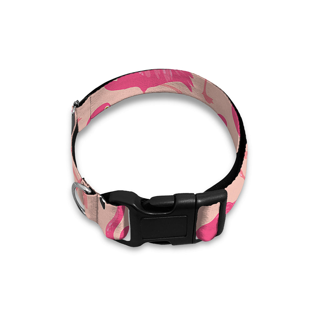Pink Flamingo Pattern Print Dog Collar