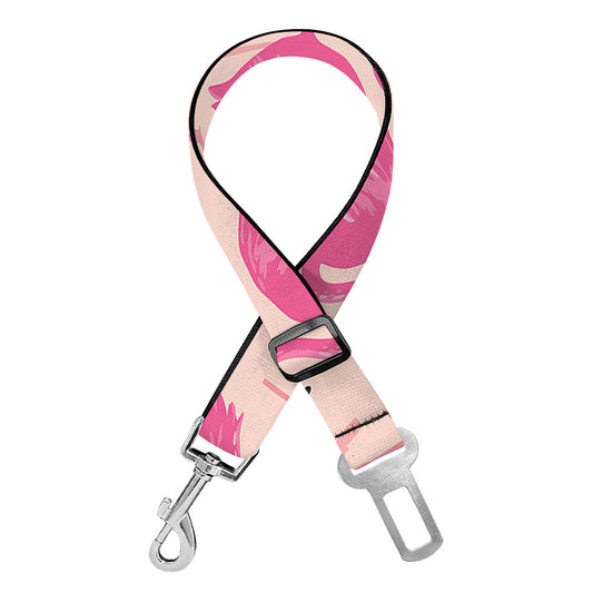 Pink Flamingo Pattern Print Dog Seat Belt