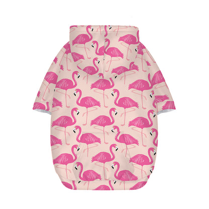 Pink Flamingo Pattern Print Dog Zip Up Hoodie