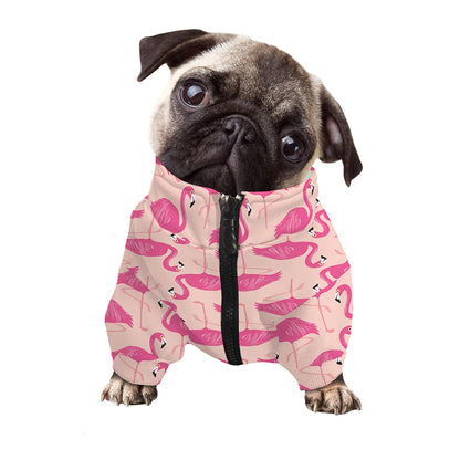 Pink Flamingo Pattern Print Dog Zip Up Jacket