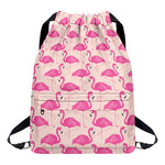 Pink Flamingo Pattern Print Drawstring Backpack