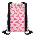 Pink Flamingo Pattern Print Drawstring Backpack