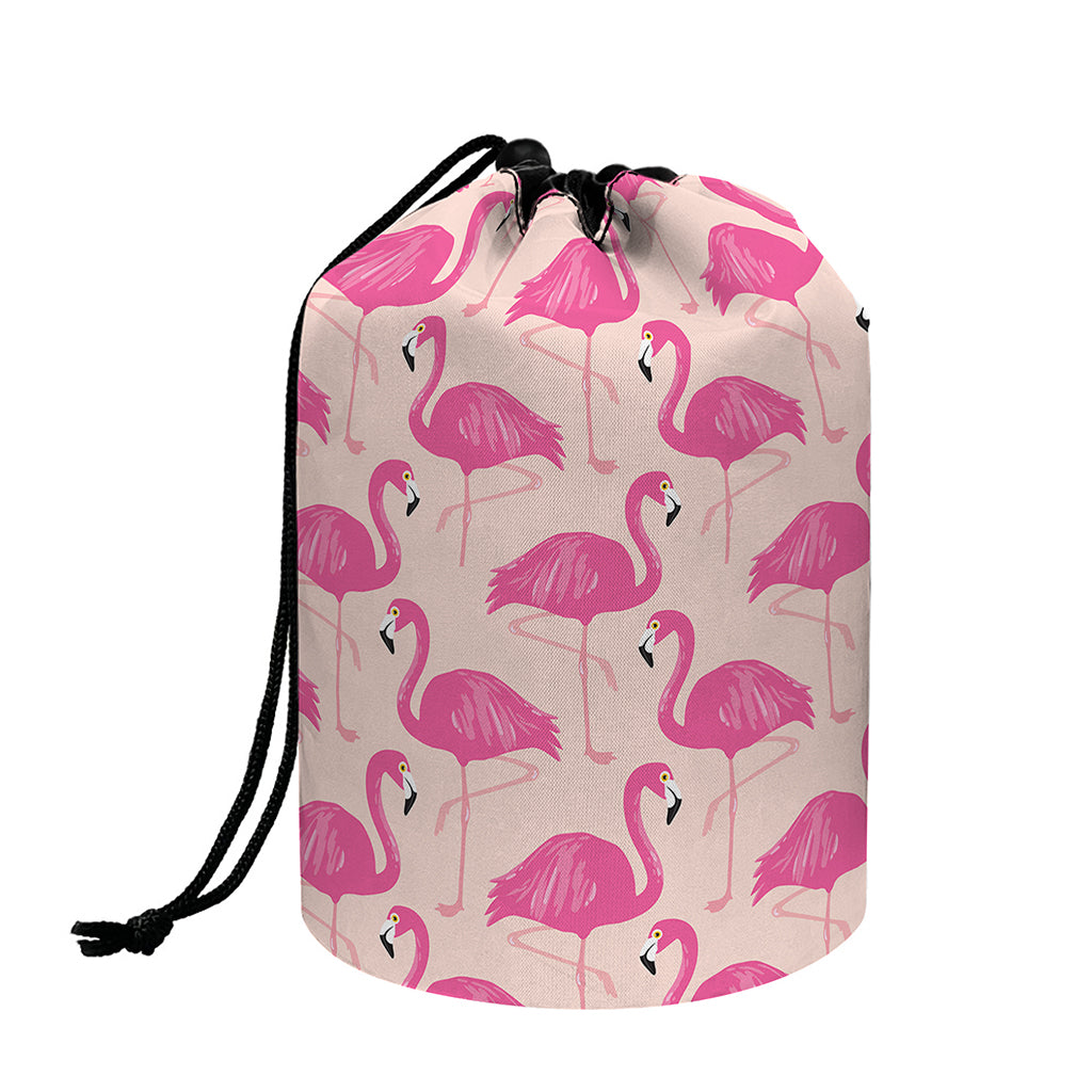 Pink Flamingo Pattern Print Drawstring Makeup Bag
