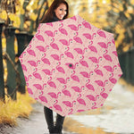 Pink Flamingo Pattern Print Foldable Umbrella