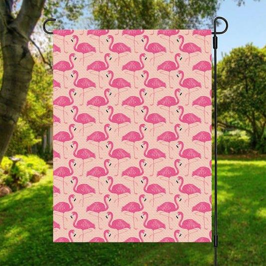 Pink Flamingo Pattern Print Garden Flag