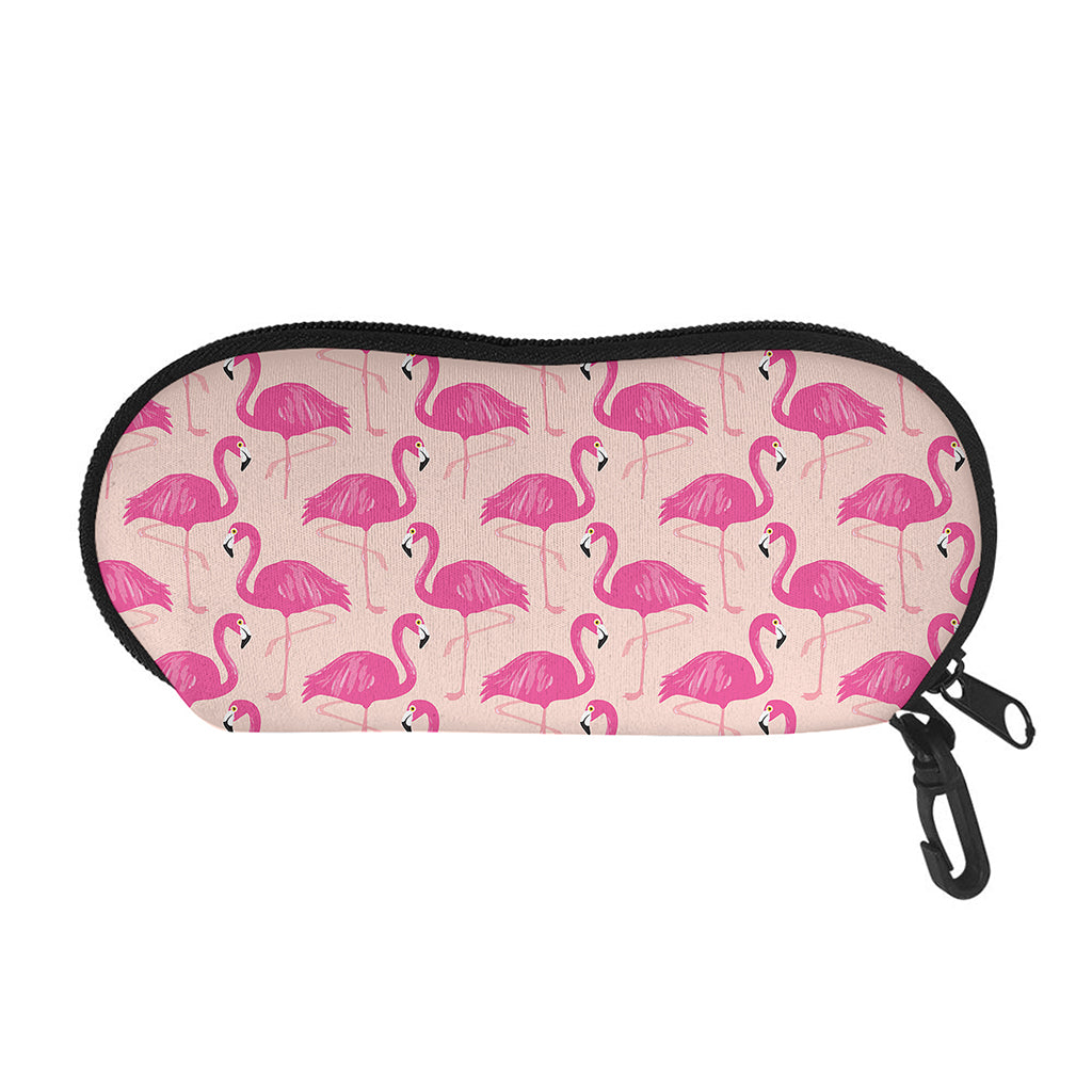 Pink Flamingo Pattern Print Glasses Case