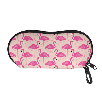Pink Flamingo Pattern Print Glasses Case