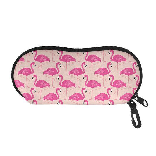 Pink Flamingo Pattern Print Glasses Case