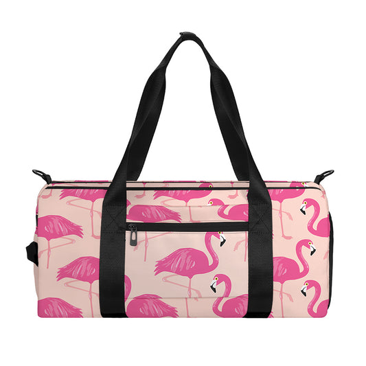 Pink Flamingo Pattern Print Gym Bag