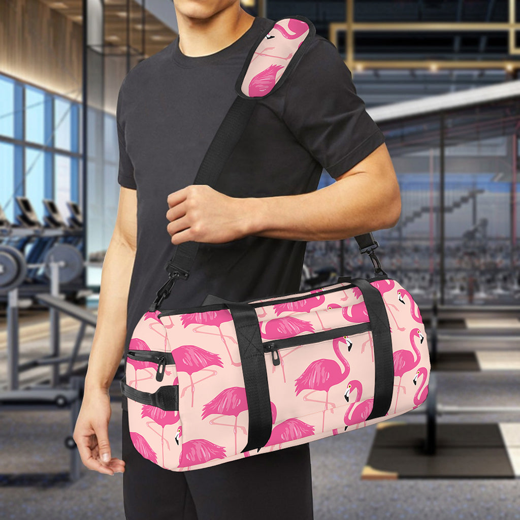 Pink Flamingo Pattern Print Gym Bag