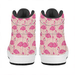 Pink Flamingo Pattern Print High Top Leather Sneakers