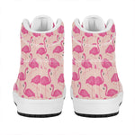 Pink Flamingo Pattern Print High Top Leather Sneakers