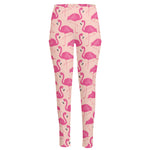 Pink Flamingo Pattern Print High-Waisted Pocket Leggings