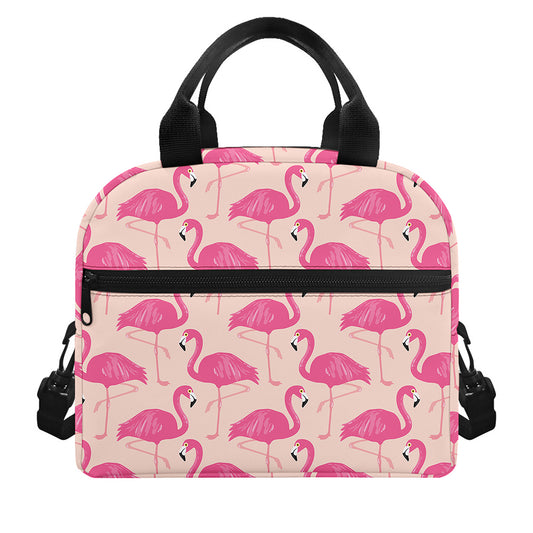 Pink Flamingo Pattern Print Insulated Lunch Bag