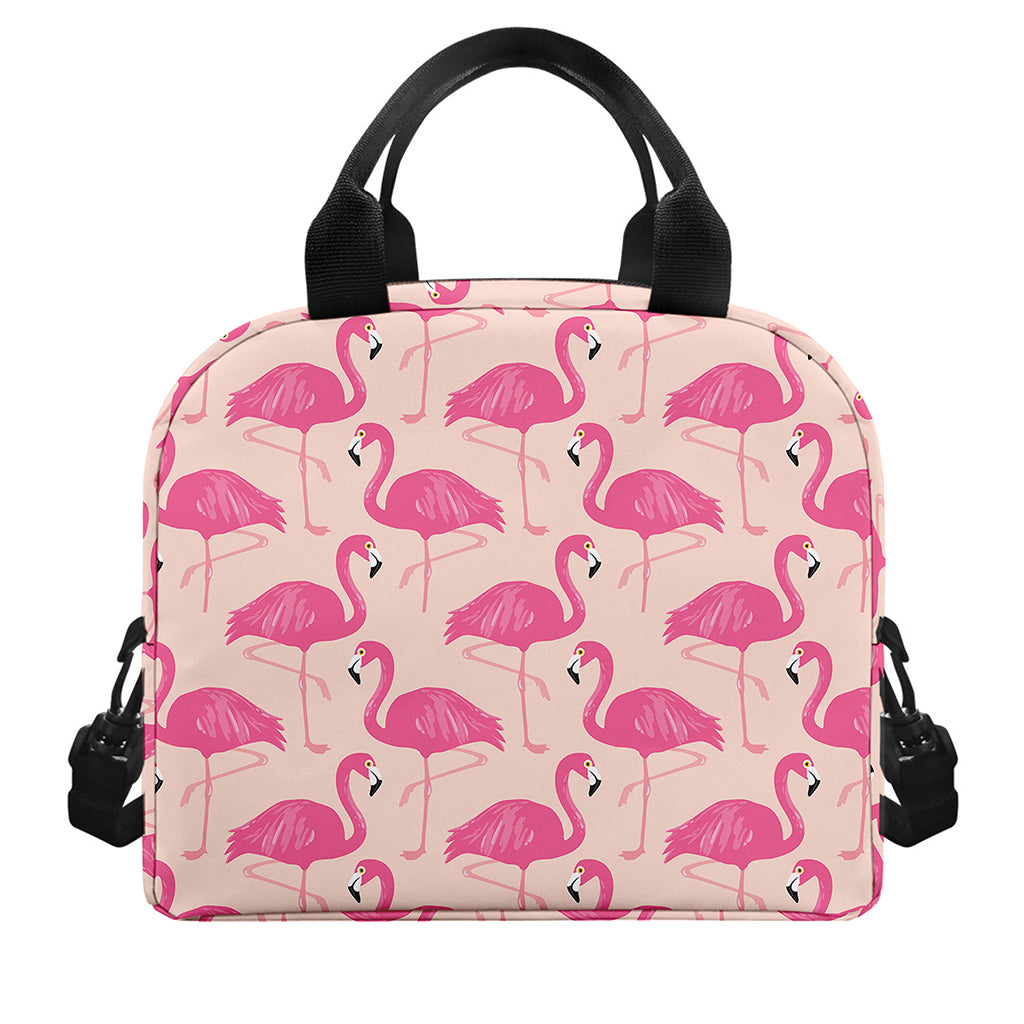 Pink Flamingo Pattern Print Insulated Lunch Bag