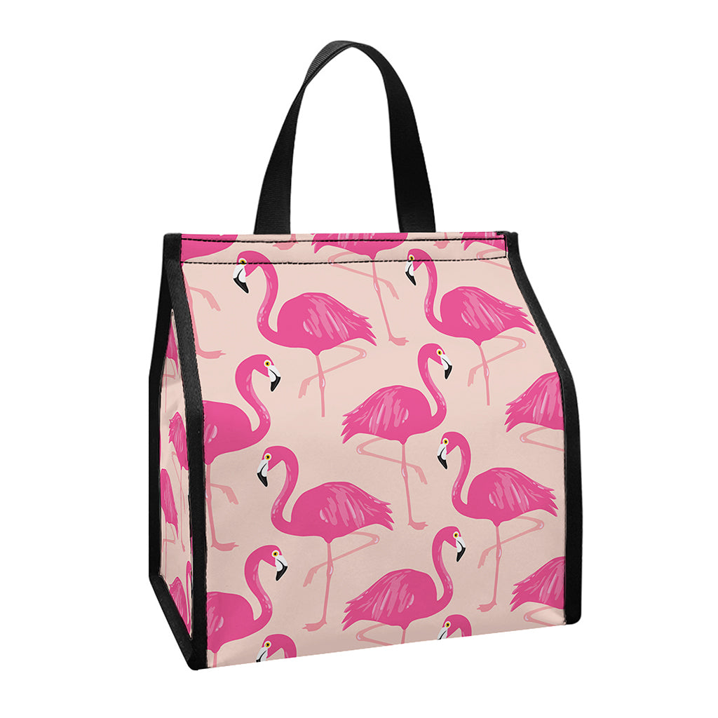 Pink Flamingo Pattern Print Insulated Lunch Tote