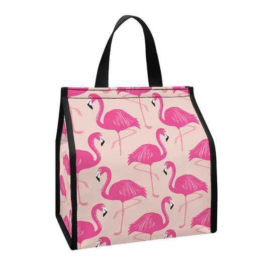 Pink Flamingo Pattern Print Insulated Lunch Tote