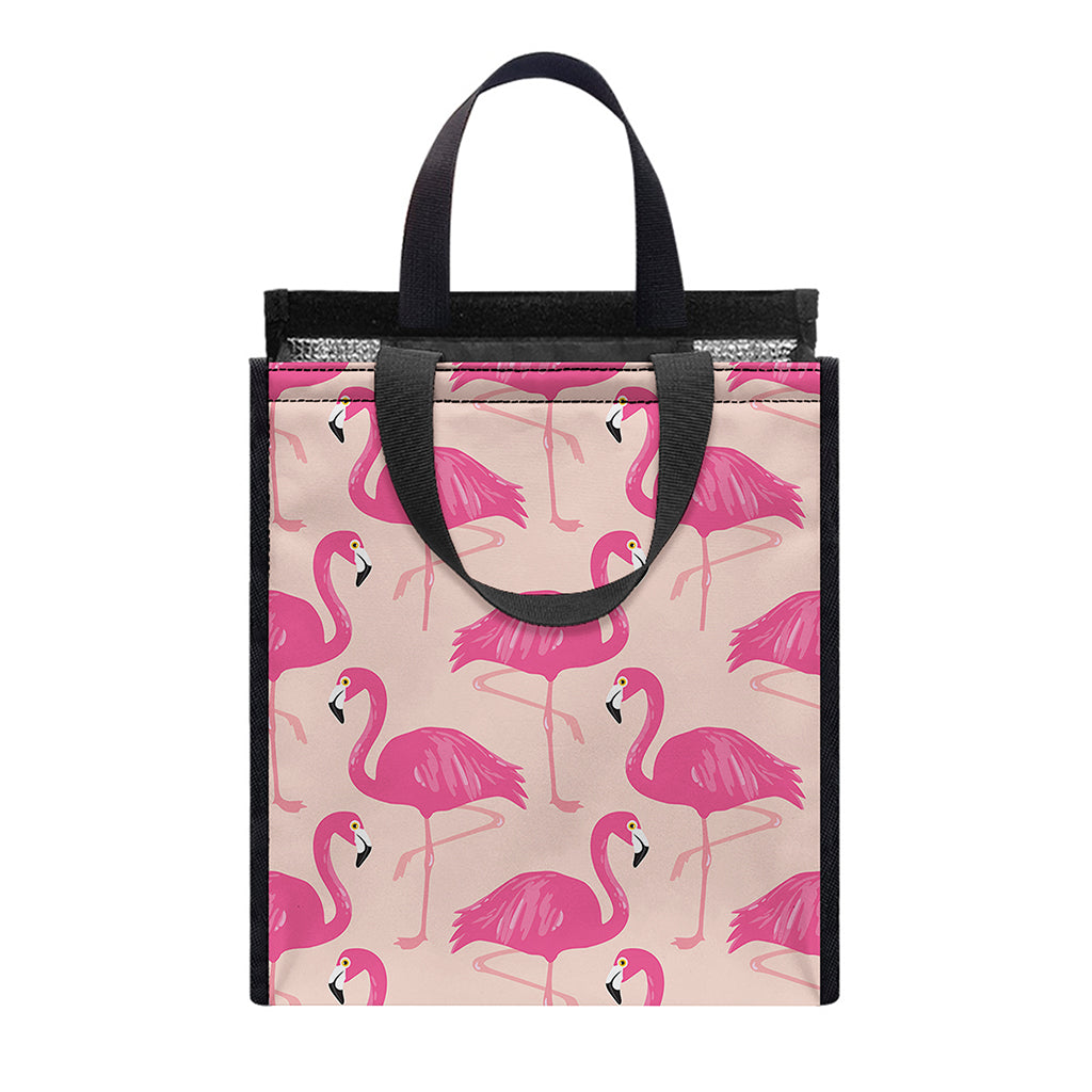 Pink Flamingo Pattern Print Insulated Lunch Tote
