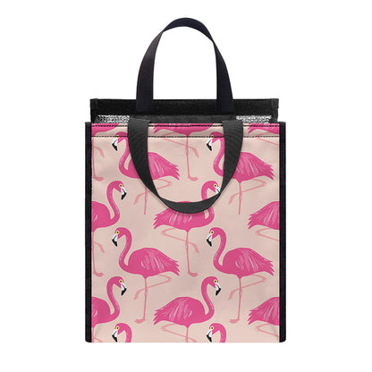 Pink Flamingo Pattern Print Insulated Lunch Tote