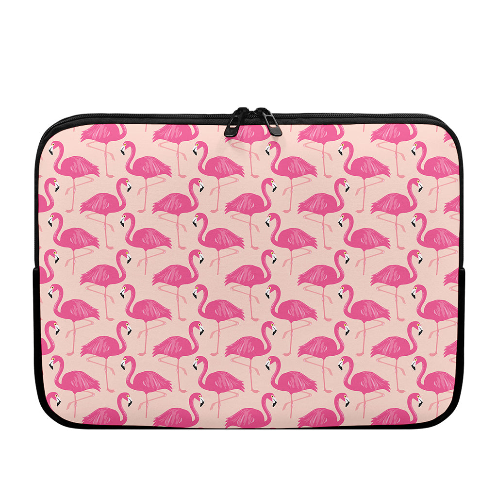Pink Flamingo Pattern Print Laptop Sleeve