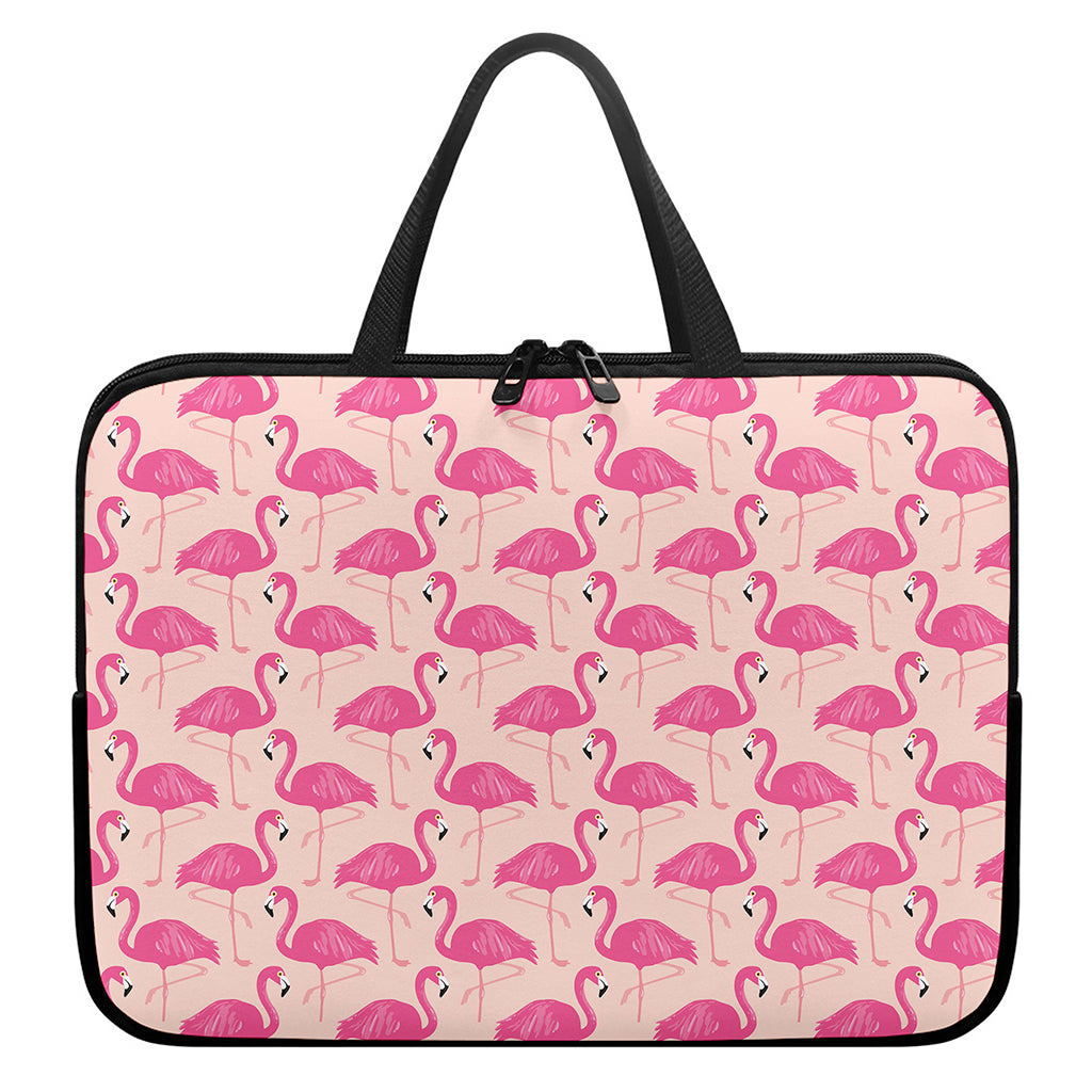Pink Flamingo Pattern Print Laptop Sleeve With Handle