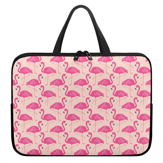 Pink Flamingo Pattern Print Laptop Sleeve With Handle