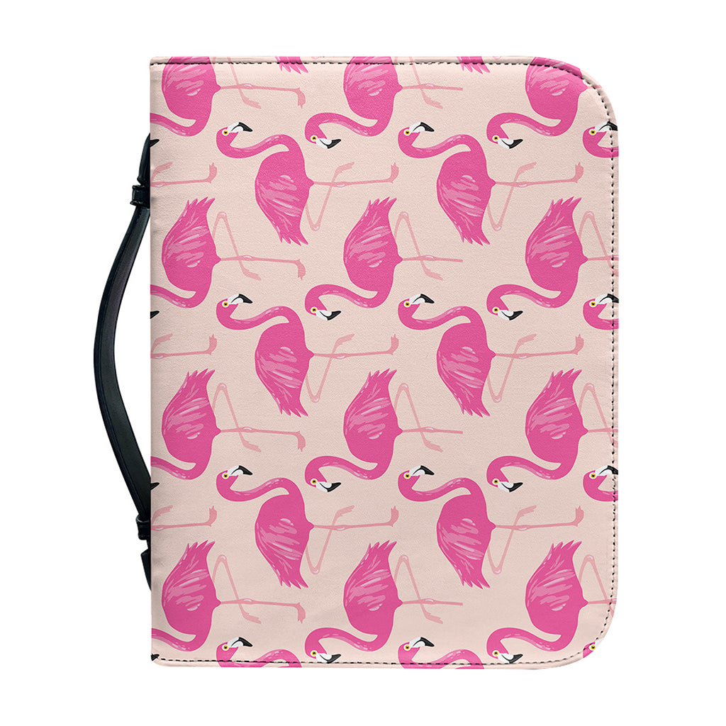 Pink Flamingo Pattern Print Leather Bible Cover