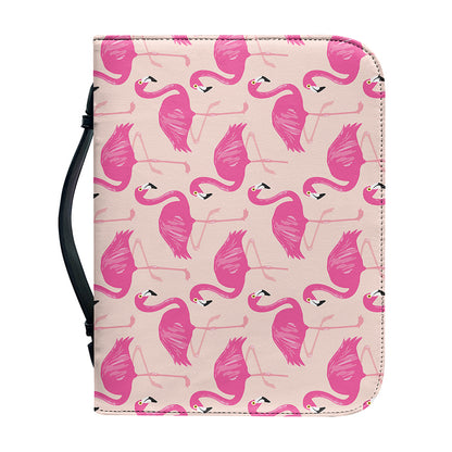 Pink Flamingo Pattern Print Leather Bible Cover