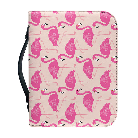 Pink Flamingo Pattern Print Leather Bible Cover