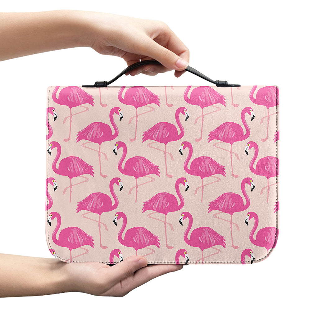 Pink Flamingo Pattern Print Leather Bible Cover