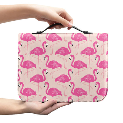 Pink Flamingo Pattern Print Leather Bible Cover