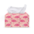 Pink Flamingo Pattern Print Leather Tissue Box Cover